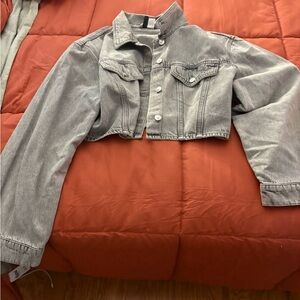 H&M  Gray Cropped Denim Jacket